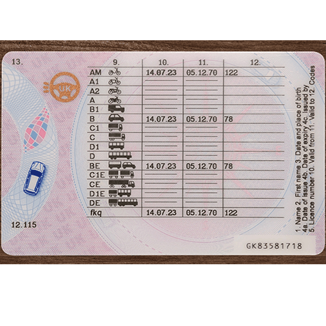 UK Drivers License Card