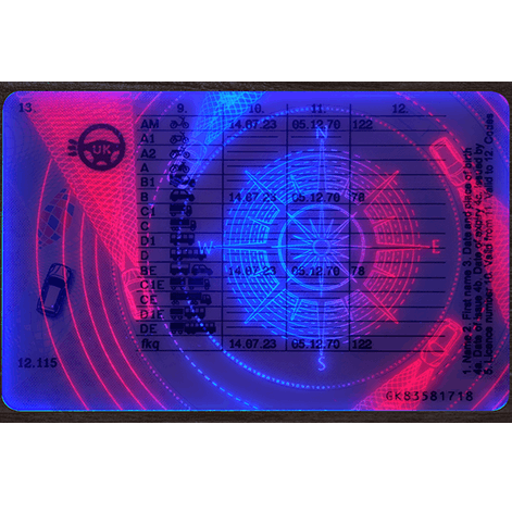 UK Drivers License Card